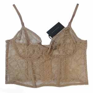 Kiki De Montparnasse Corselet Lace Longline Coquette Bralette Tan Beige 36B